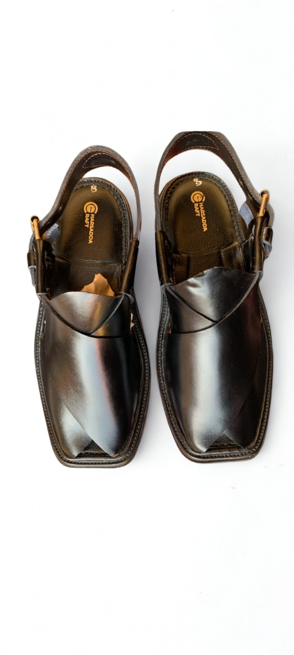 Black (GOL T) peshawari chappal