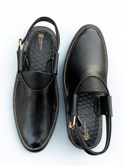 Black jeans dotted handmade chappal