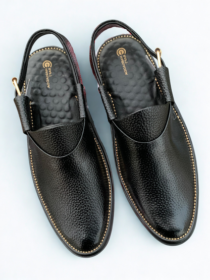 Black jeans dotted handmade chappal