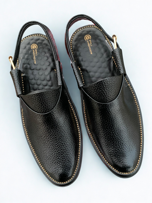 Black jeans dotted handmade chappal