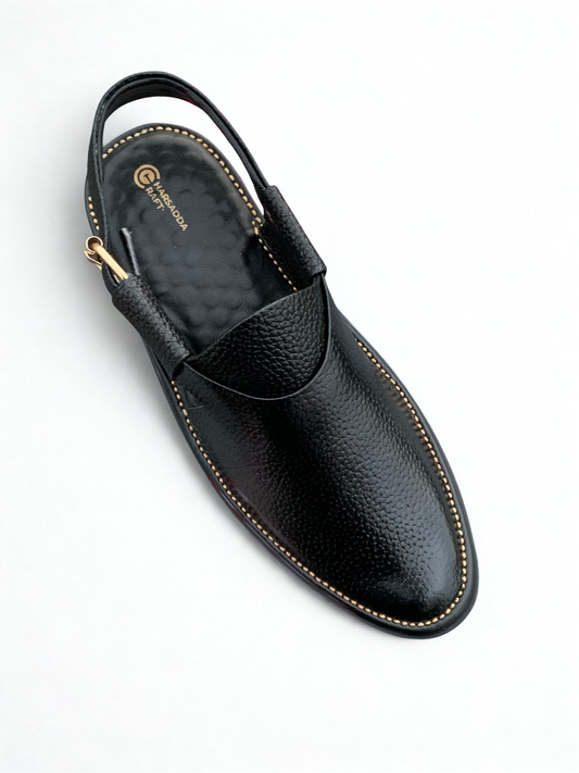 Black jeans dotted handmade chappal
